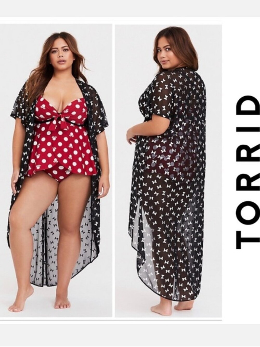Disney Torrid Minnie Bow Swim Coverup Black Plus Size 00/0 Nwt Silver 10-14